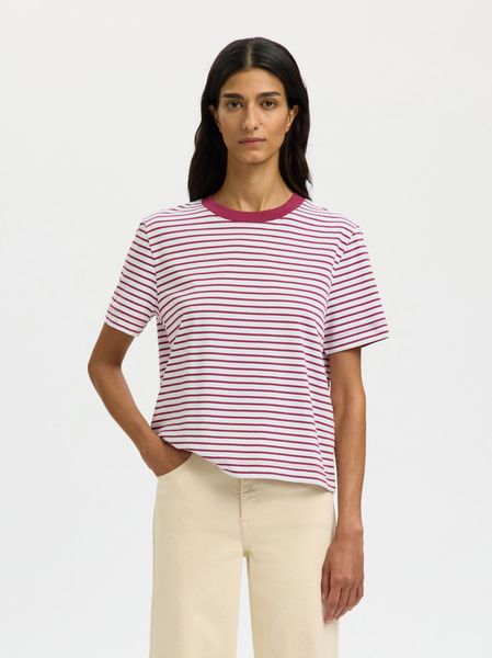 Hovedbilde SlfEssential Striped Boxy Tee Tawny Port
