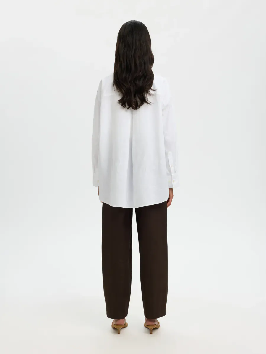SlfCleo Oversize Linen Blend Shirt Bright White