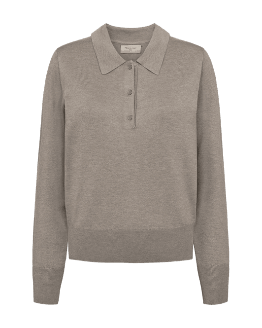 Hovedbilde Katie Pullover Polo Collar Desert Taupe Melange
