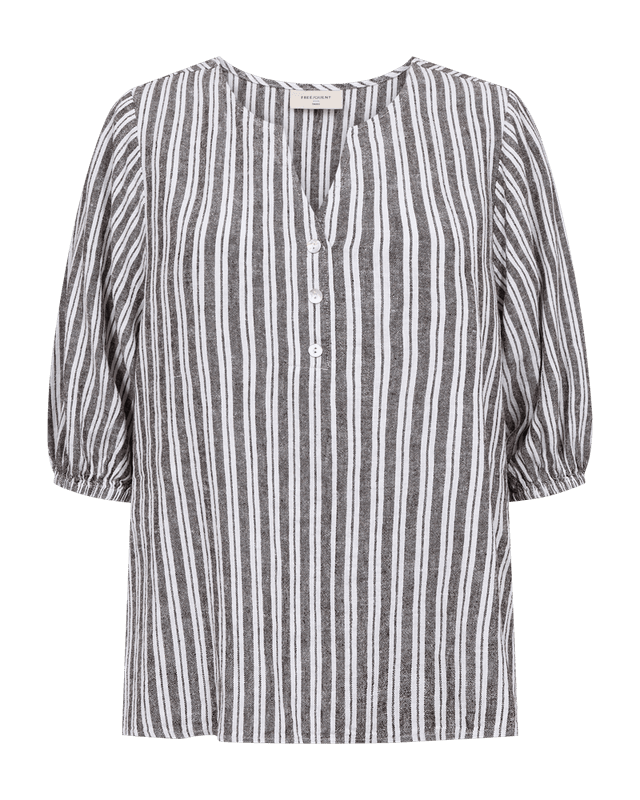 Lava Blouse Dyed Stripe Coffee Bean w. Brilliant White