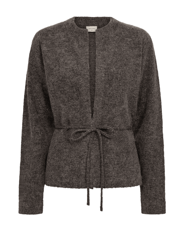 Moto Cardigan Plain Knit Belt Coffee Bean Melange