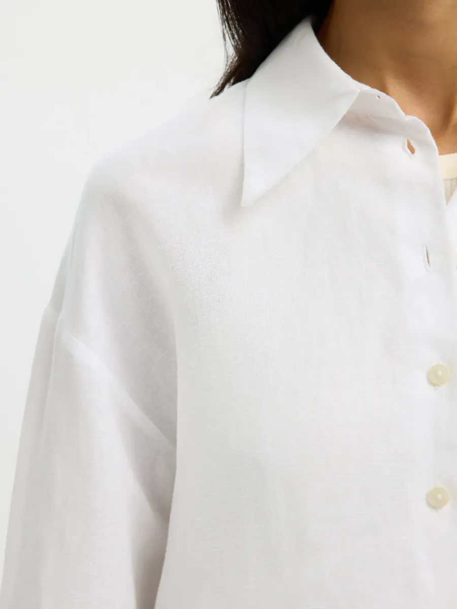 SlfCleo Oversize Linen Blend Shirt Bright White