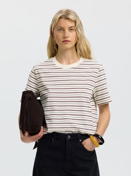 Hovedbilde SlfEssential Striped Boxy Tee Tawny Port Multi