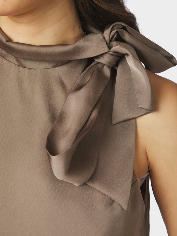 Veda Drapy Sateen Top Dark Dark Taupe