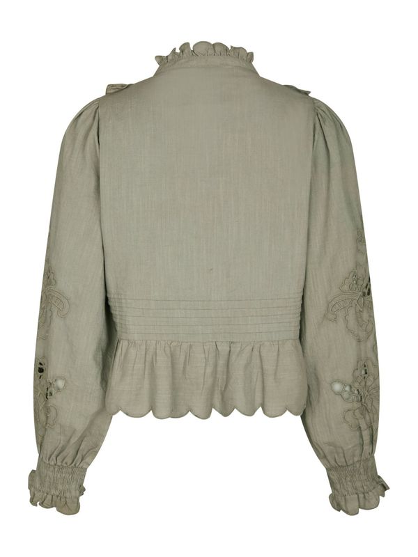 Petrine Embroidery Blouse Smoke Green