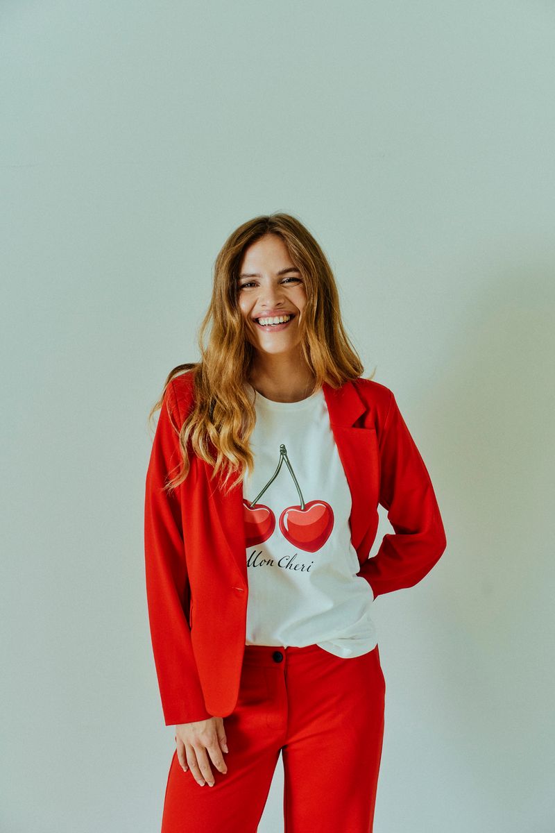 Fenjal Tee Print Star Off- White w. True Red