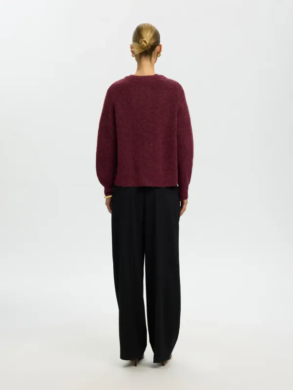 Slflulu Ls Knit Short Cardigan Tawny Port