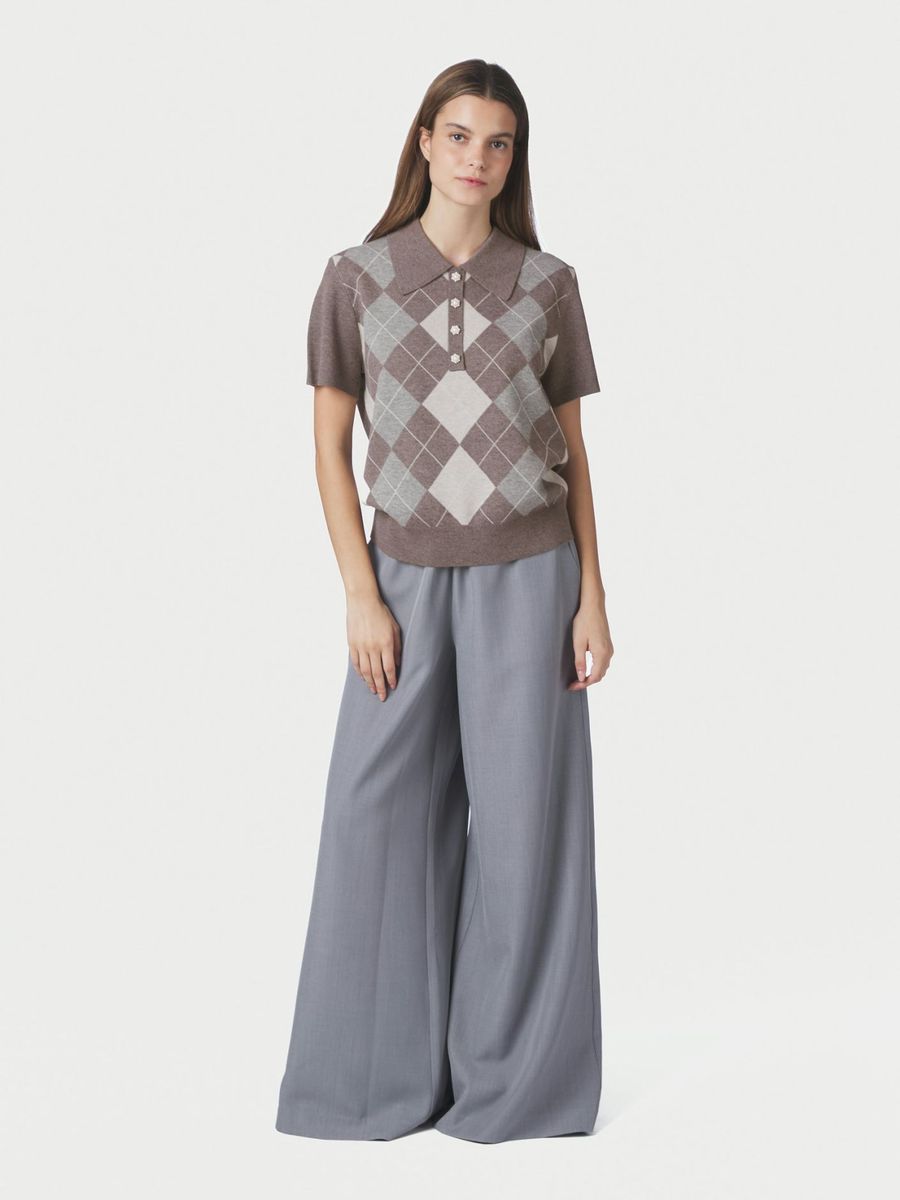 Gia Check Blouse Dark Taupe
