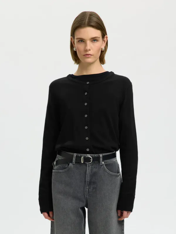 SlfThea Knit Merino Cardigan Black