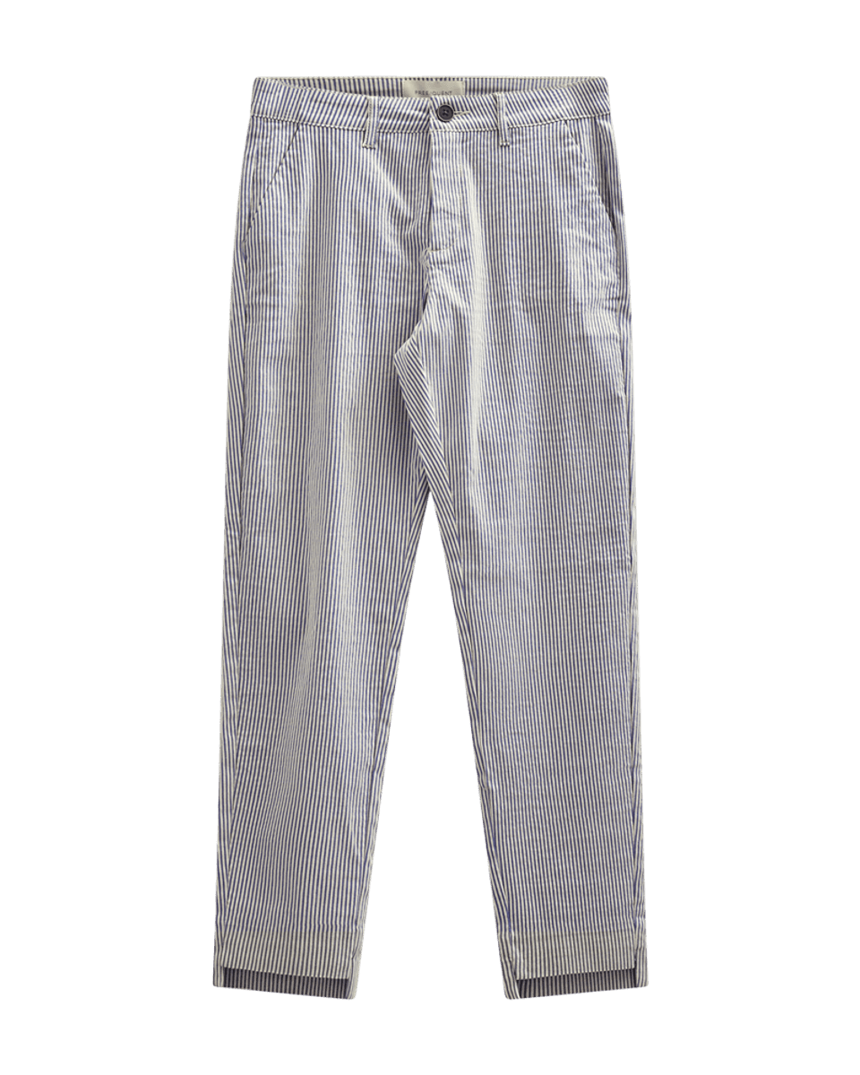 Rex Ankle Pants Stripe Moonbeam w. Navy Blazer