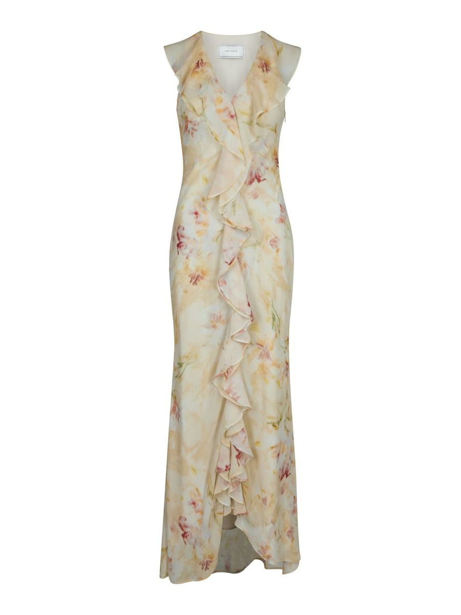 Zella Chiffon Print Dress Dusty Yellow