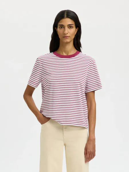 Hovedbilde Slfessential Striped Boxy Tee Anemone/ Bright ...