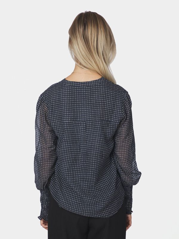Landa Simple Check Blouse Navy