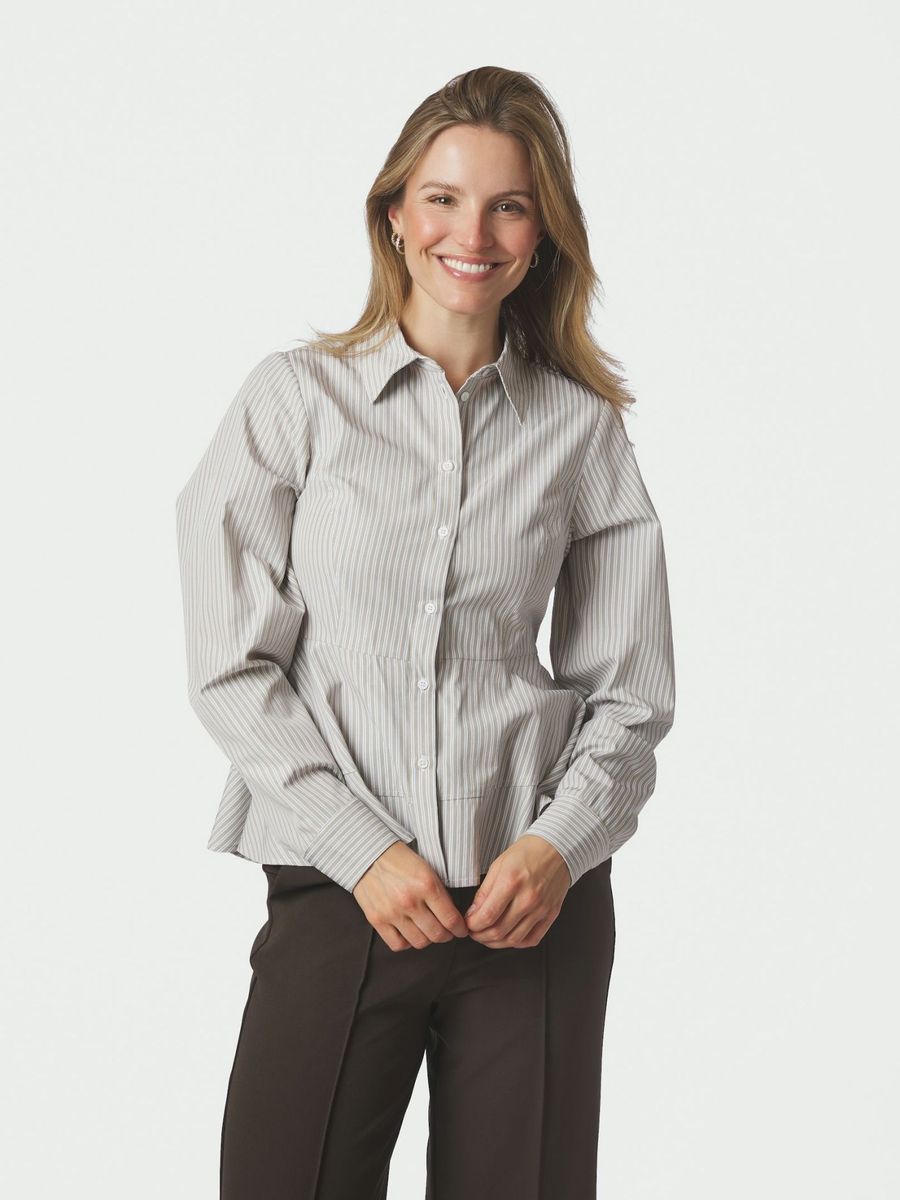 Samira Stripe Shirt Taupe