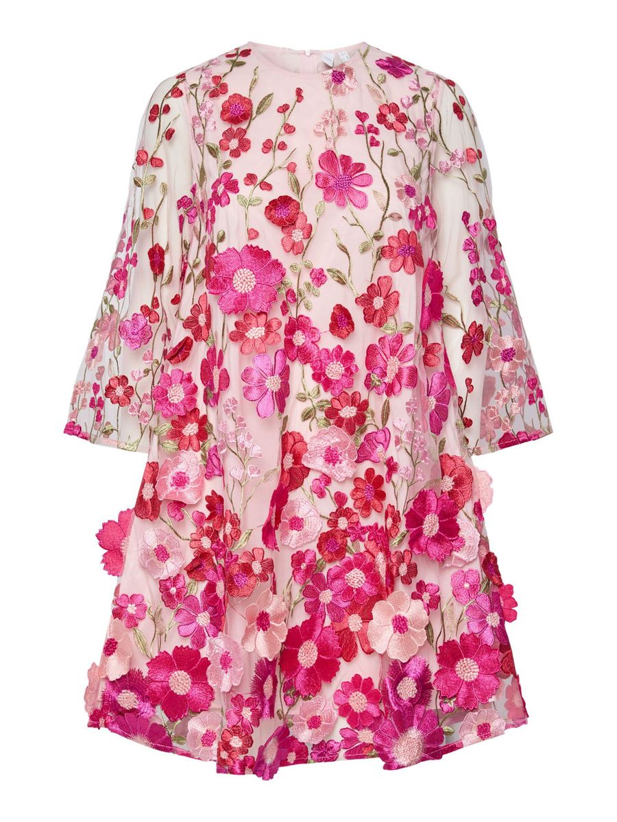 YasFlowering 3/4 Dress Fuchsia Purple Pink Flowers