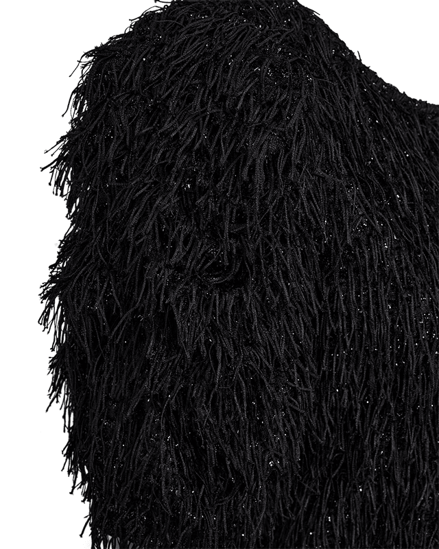 Marlin Blouse Fringe Fabric Black