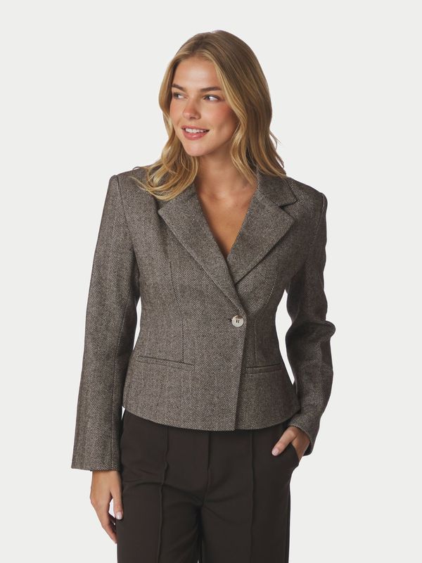 Valia Herringbone S Blazer Dark Brown