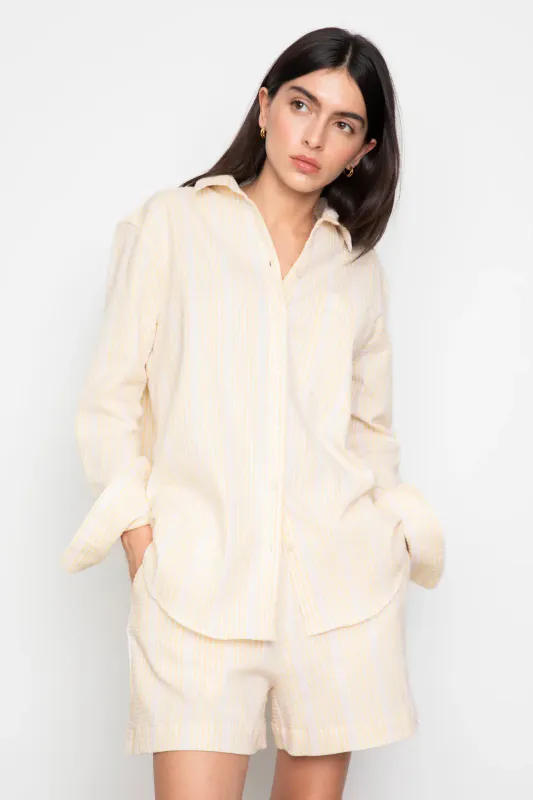 Bibi Crepe Shirt Light Yellow Stripes