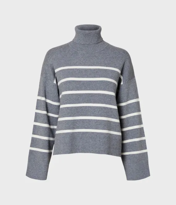Hovedbilde SlfKamma Knit Roll Neck Grey Melange Stripes