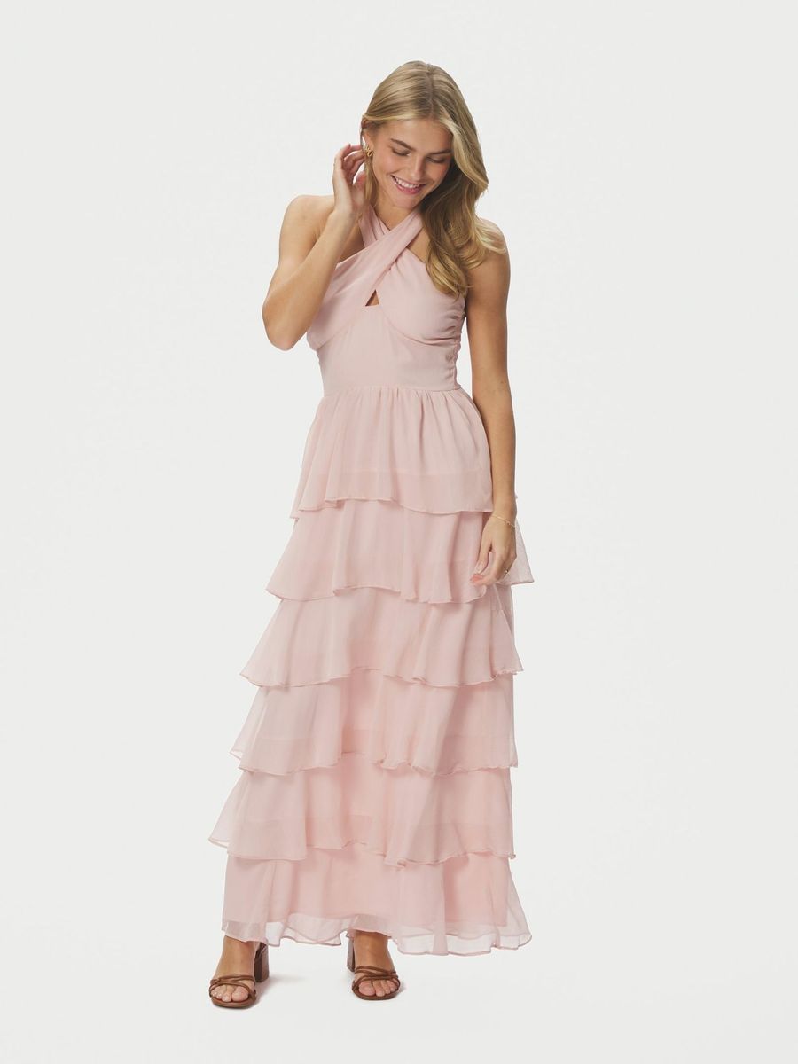 Cleoni Solid Chiffon Dress Rose